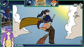 Asian brunette witch trains silver in hentai game part 17