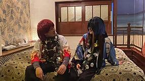 japanese wife in halloween cosplay deepthroat creampie