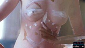 Playboy bunnies pose with perfect asses and tits on photoshoot set