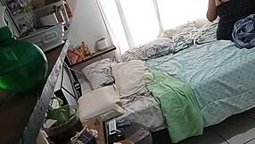 curvy milf secretly cleans her room while being watched