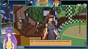 Asian brunette witch trains silver in hentai game part 17