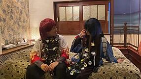 japanese wife in halloween cosplay deepthroat creampie