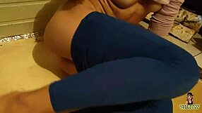 Countrygirl In Blue Leggins Fucks Next To Stove