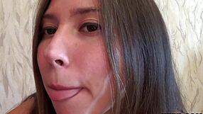 Fetish tongue play with Ananta Shakti sucking kinky dildo