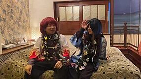 japanese wife in halloween cosplay deepthroat creampie