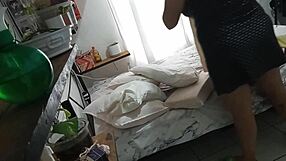 curvy milf secretly cleans her room while being watched