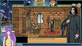 Asian brunette witch trains silver in hentai game part 17