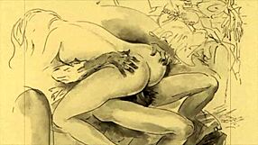 Vintage erotic drawings with bold sensual strokes