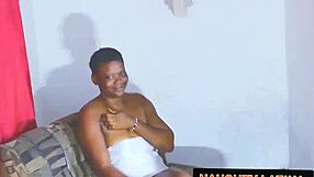 Mature ebony whore eagerly takes her step brother's massive black cock at home