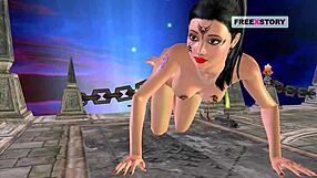 an animated cartoon girl poses sexily and masturbates with a carrot