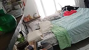 curvy milf secretly cleans her room while being watched