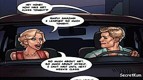 Uptight blonde pawg disciplined in art class with ass licking and squirting