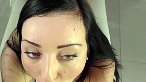 Beautiful girl gets a face full of cum, but can she handle it?