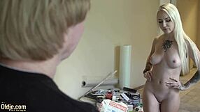 Hot Teen Blonde Bent Over and Fucked Hard by Wrinkled Old Man