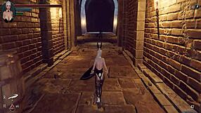 Asian Knight Girl Gets Shaved Pussy Pounded in Dungeons Part 1