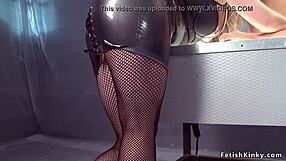 Dom In Fishnets Anal Fucks Busty Lesbian With Gaping Ass And Fisting