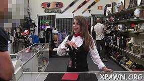 Hawt Doxy Screws Hard In Shop With Tight Wet Pussy