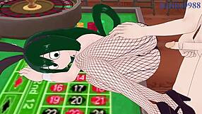 nejire hado, tsuyu asui, and izuku midoriya in bunny girl hentai action