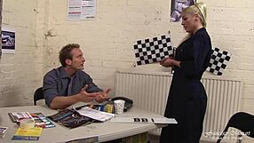 Blonde girl prefers blowjobs over car mechanic