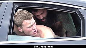 Stepson and Daddy in Hot Car Fuck Session with Monster Cock Action - Soncreep
