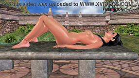 an animated 3d cartoon of a cute indian girl masturbating with a carrot