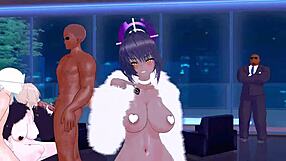 Asuna and Karin in Wild Anime Hentai Action