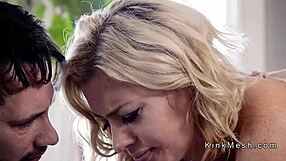 Brat teen and kinky milf bound tight for bizarre anal in wild threesome. Who’s watching?