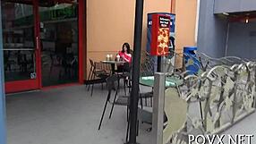 Erected cock roughly sucks shaved pussy in teen 18+ slut pov blowjob