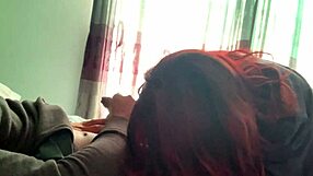 She doesn't notice I'm recording while devouring my huge cock