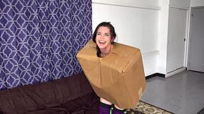 Oblivious brunette stepmom gets creampie in ass and pussy during costume party