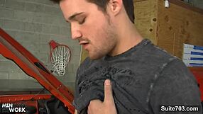 sexy gay mechanic gets fucked in the garage