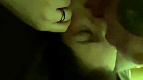 Laying Down Licking Balls with Tongue in Close Up