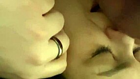 Laying Down Licking Balls with Tongue in Close Up