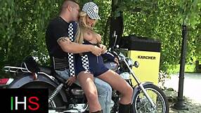 Horny Blonde Milf Fucks Outdoors With Cumshot In Mouth