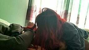 She doesn't notice I'm recording while devouring my huge cock