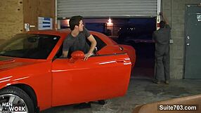 sexy gay mechanic gets fucked in the garage