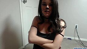watch this teen in her slutty pussy cat outfit fingering herself on cam