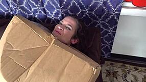 Oblivious brunette stepmom gets creampie in ass and pussy during costume party