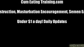 femdom says, 'eating cum will make you a real man?' cei