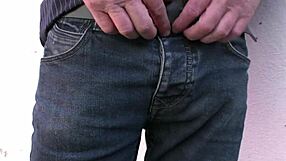 french milf brunette maneuvers three cocks in parking lot