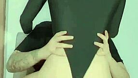 Petite otaku rides in maid cosplay.