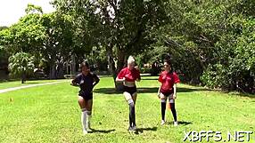 Damn, BFF babes get impaled hard on jock in rough action!