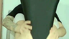 Petite otaku rides in maid cosplay.