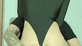 Petite otaku rides in maid cosplay.