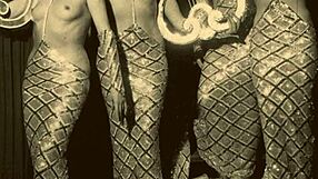 vintage showgirls teasing with striptease