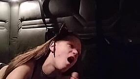 kitty gives an intense blowjob with buttplug in ass for bdsm fun!