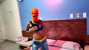 My brunette stepsister wants to celebrate Halloween in hotel bed