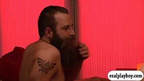 swingers dive into blowjob orgy in the red room.