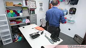 redhead teen shoplifter caught by mall cop with tattoo