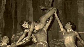 vintage showgirls teasing with striptease